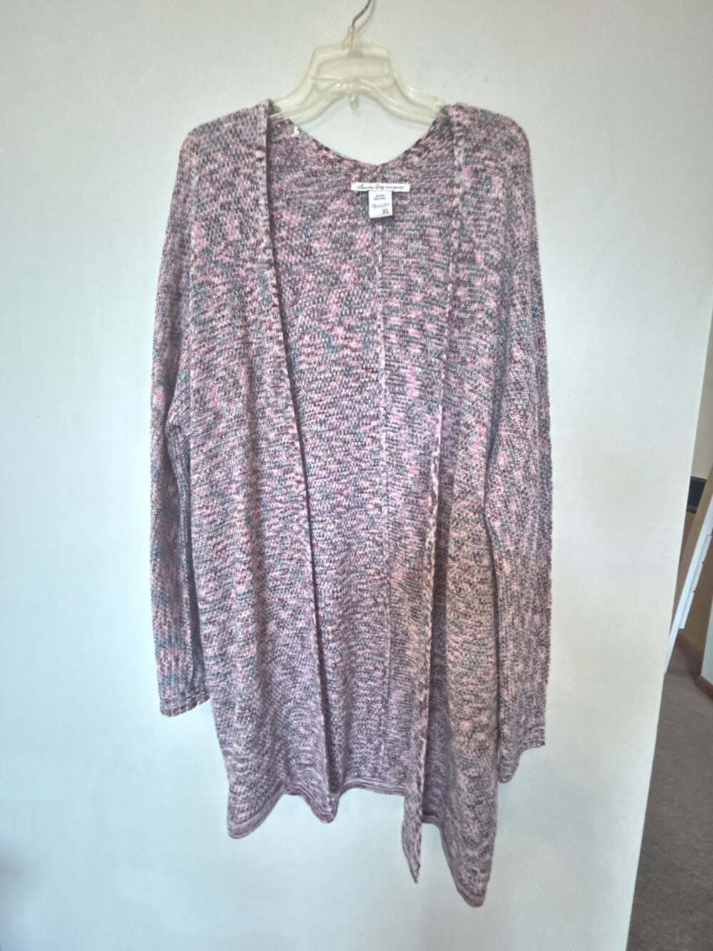 American Rag Open Front Marled Knit Cardigan Sweater Pink XL